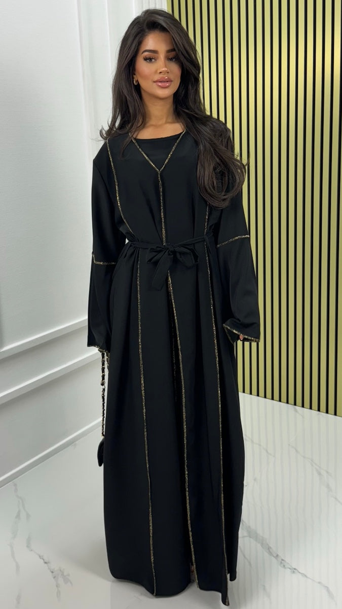 Two-Piece Set Dress Golden Seam Details