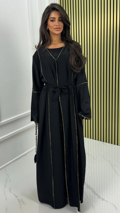 Two-Piece Set Dress Golden Seam Details