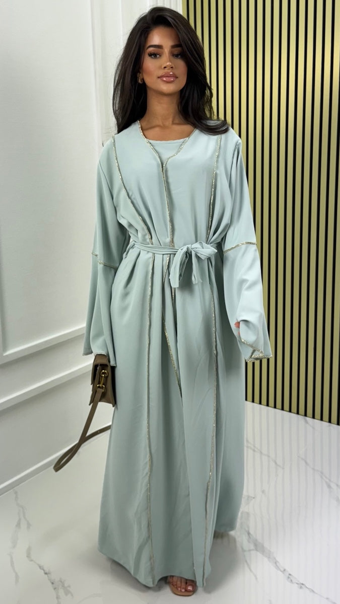 Two-Piece Set Dress Golden Seam Details