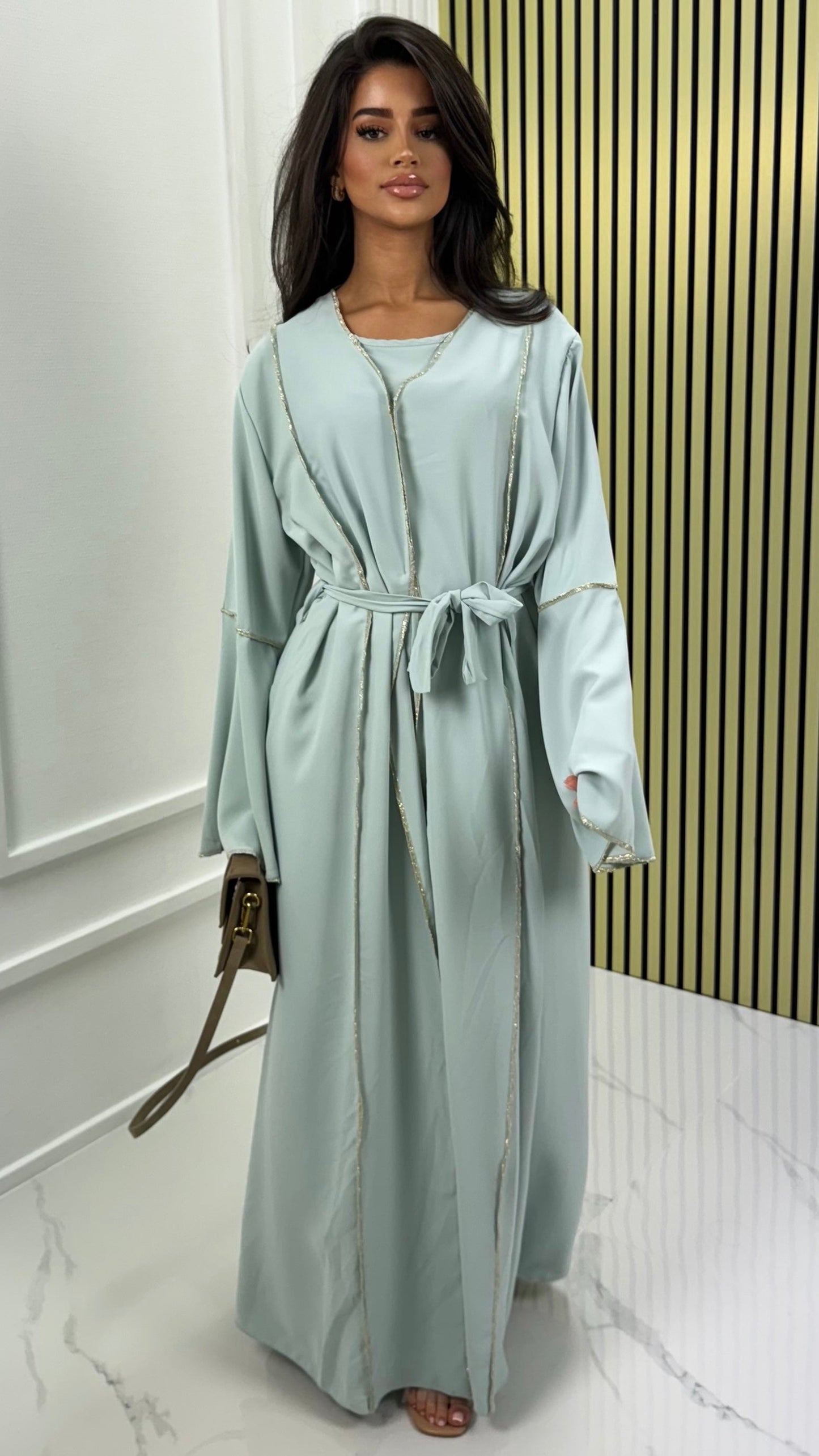 Two-Piece Set Dress Golden Seam Details