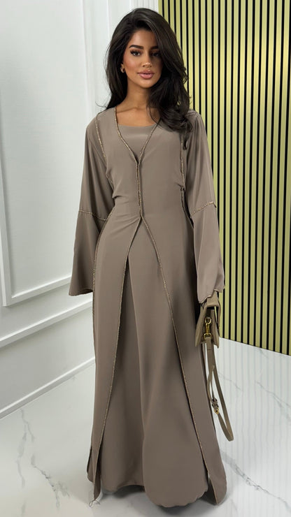 Two-Piece Set Dress Golden Seam Details