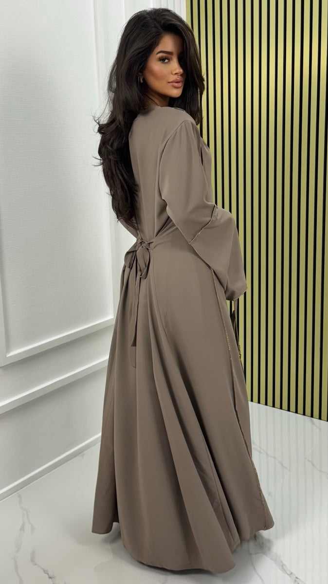 Two-Piece Set Dress Golden Seam Details