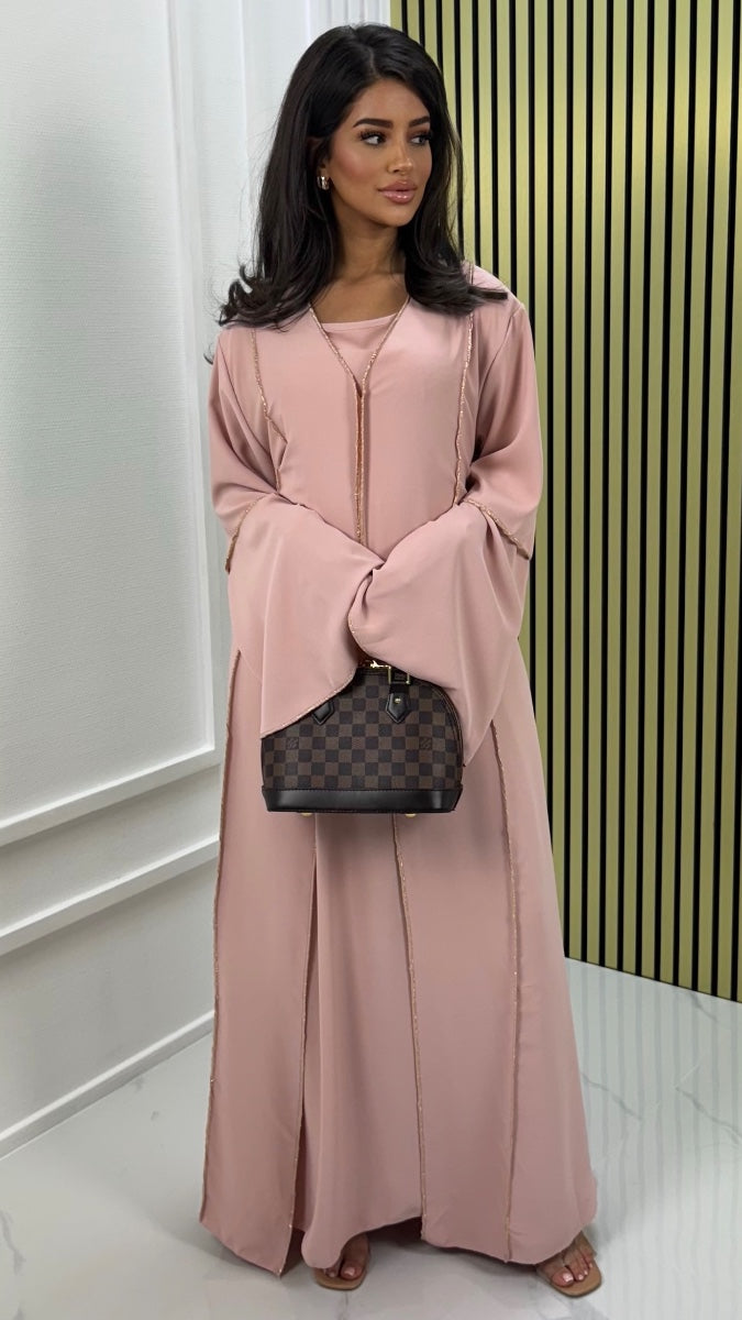 Two-Piece Set Dress Golden Seam Details