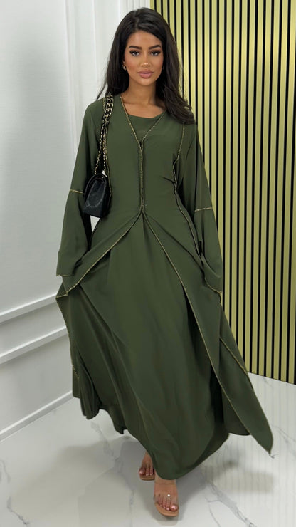 Two-Piece Set Dress Golden Seam Details