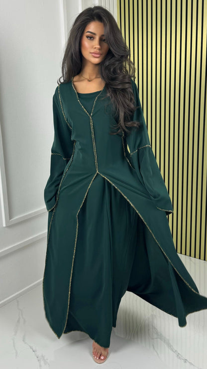 Two-Piece Set Dress Golden Seam Details