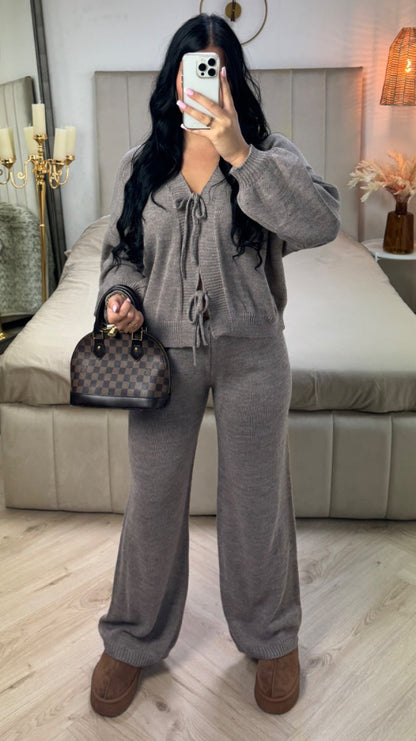 Knitwear Two Ties Cardigan Set