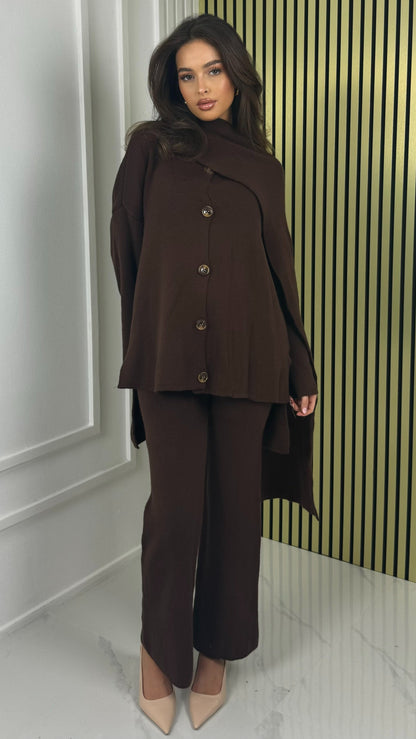 Knitwear Five Button Set Integrated Shawl