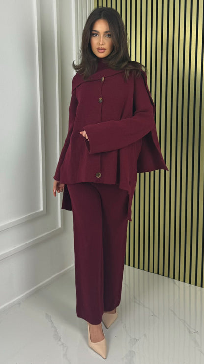 Knitwear Five Button Set Integrated Shawl