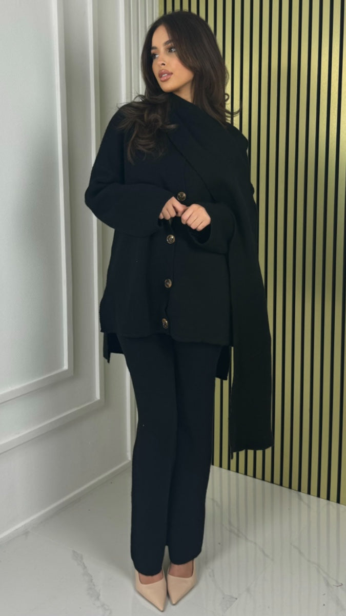 Knitwear Five Button Set Integrated Shawl