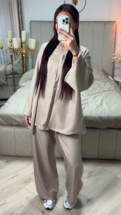 V Neck Essential Oversized Set