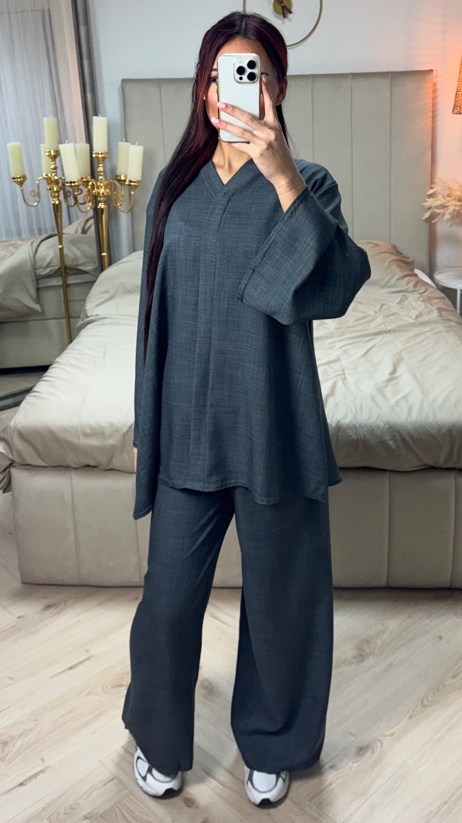 V Neck Essential Oversized Set