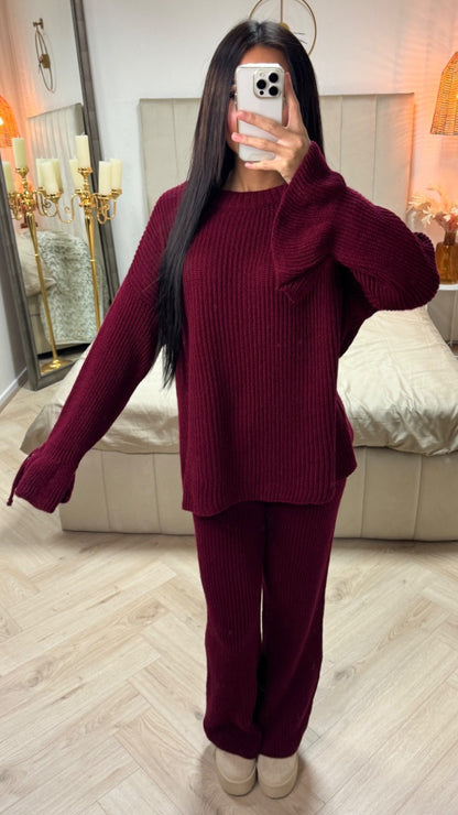 Knitwear Oversized Set Ruffle Sleeve Tie Detail