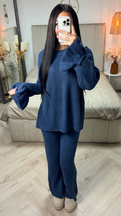 Knitwear Oversized Set Ruffle Sleeve Tie Detail