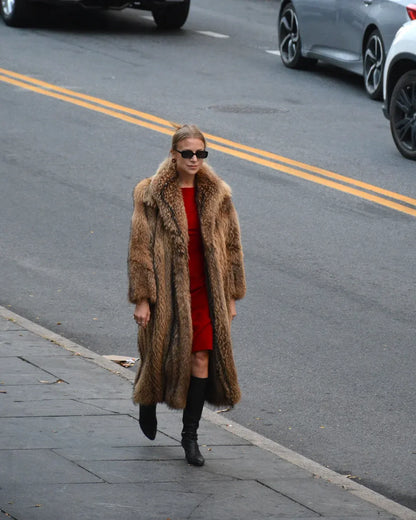 Vintage Full Length Tanuki Raccoon Fur Coat