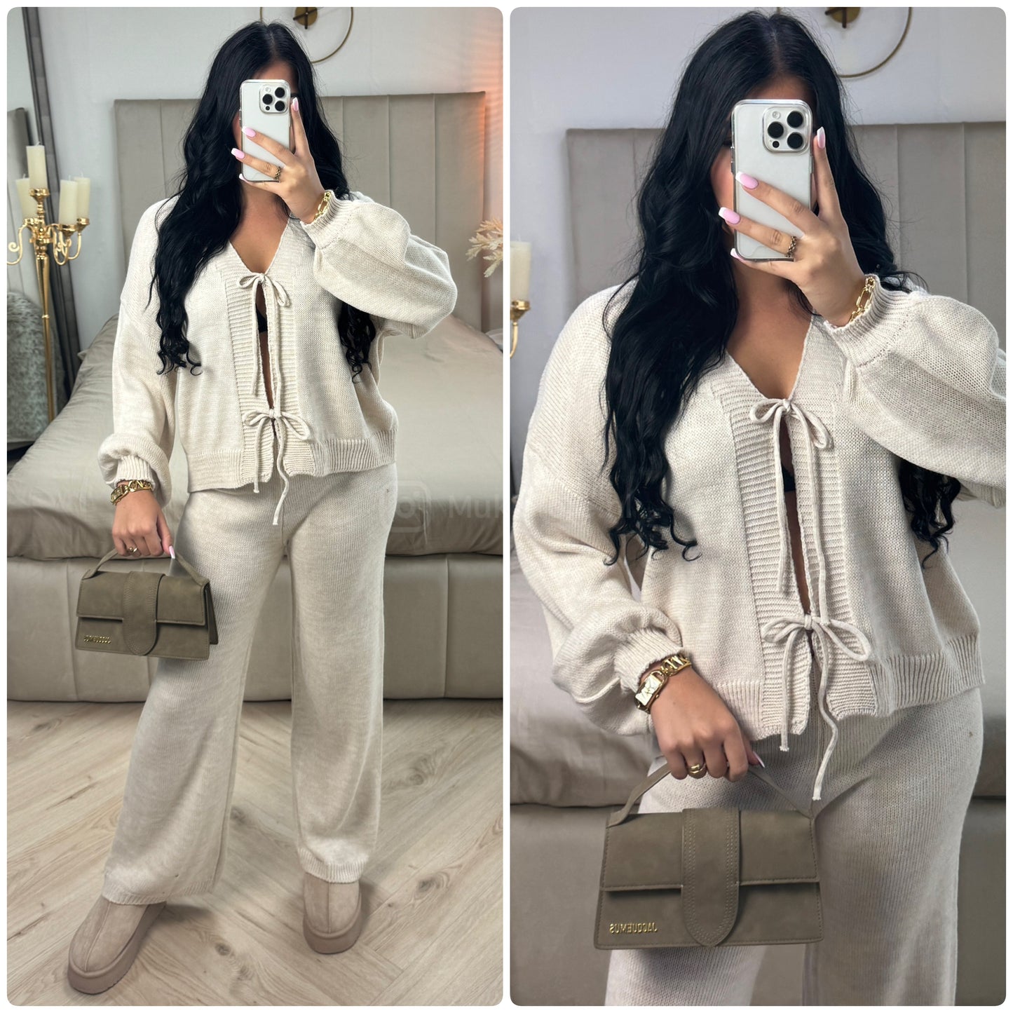 Knitwear Two Ties Cardigan Set