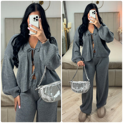 Knitwear Two Ties Cardigan Set