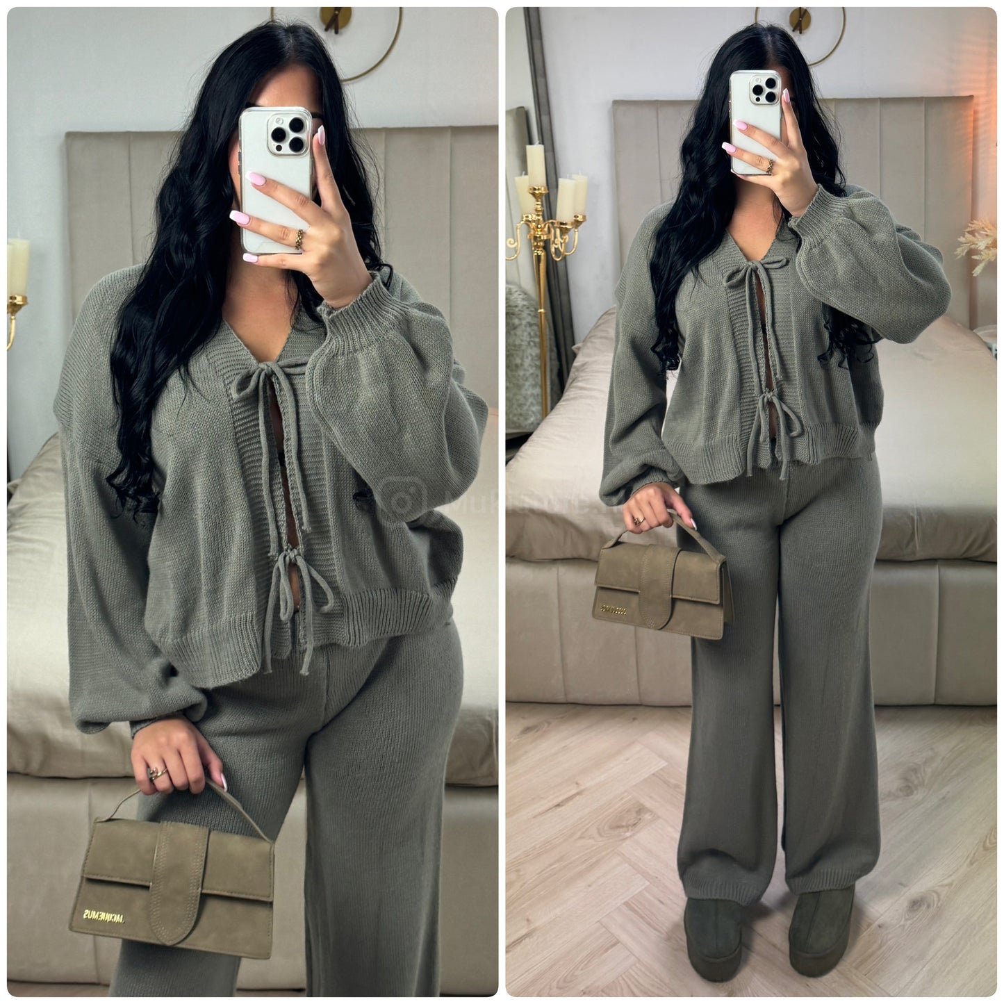 Knitwear Two Ties Cardigan Set