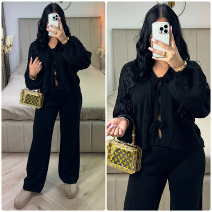 Knitwear Two Ties Cardigan Set