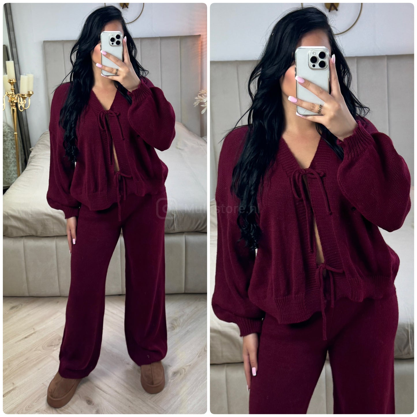 Knitwear Two Ties Cardigan Set