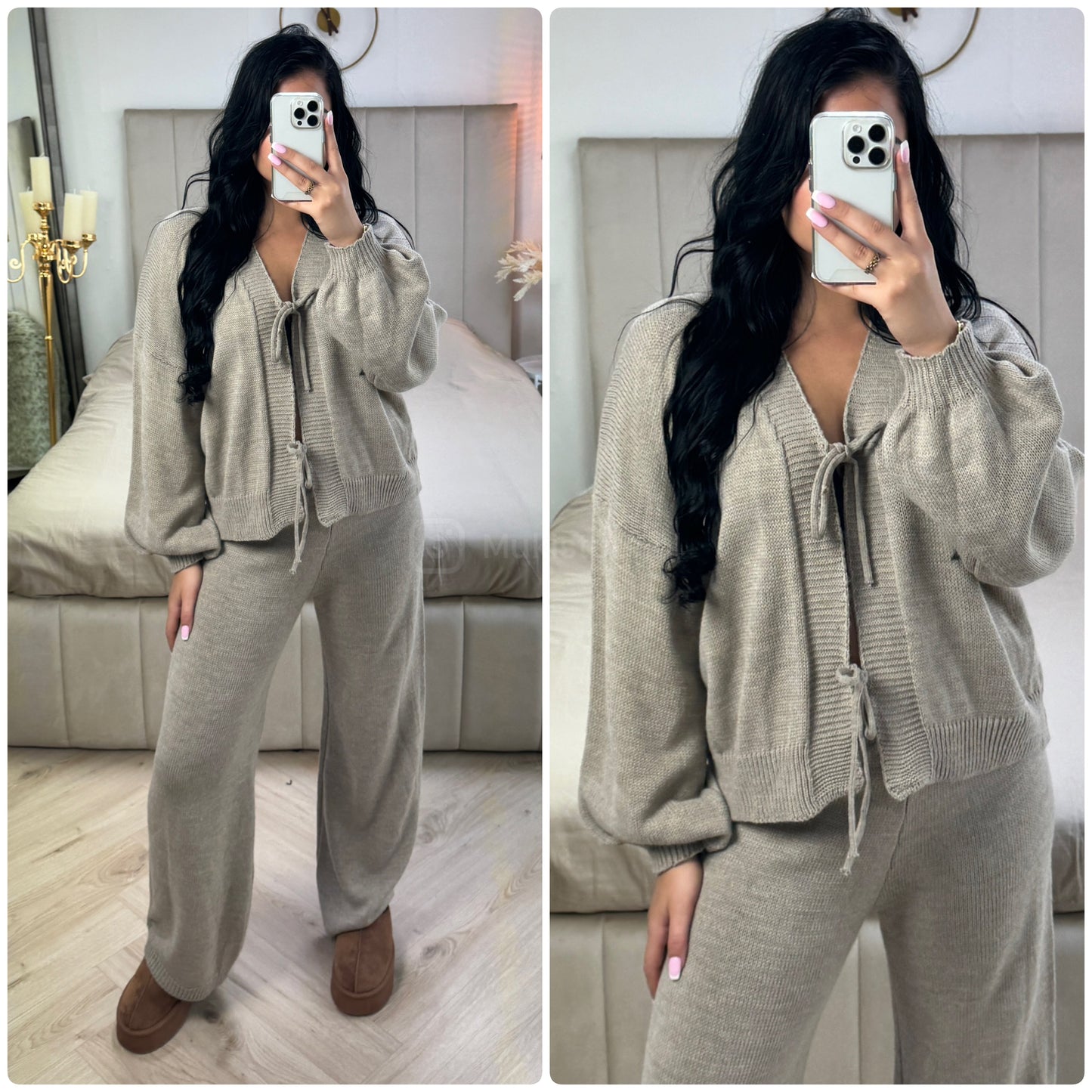 Knitwear Two Ties Cardigan Set