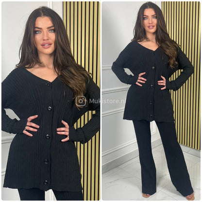 Thick Ribbed 5 Buttons Wide Leg PBT Set