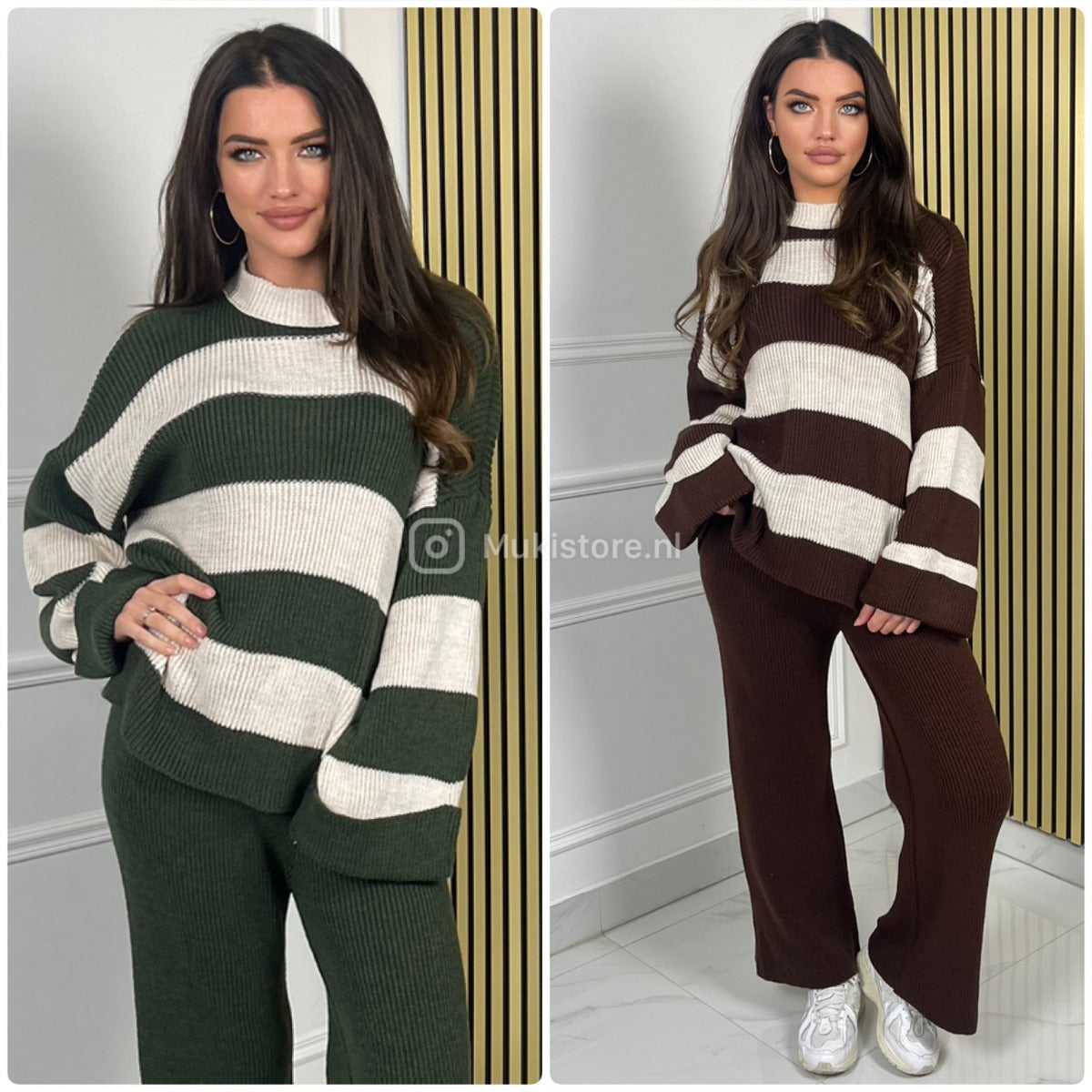 Knitwear Color Stripes Wide Sleeves + Leg Set