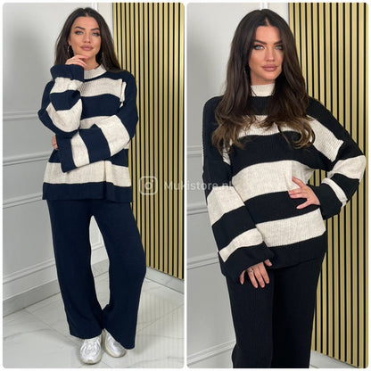 Knitwear Color Stripes Wide Sleeves + Leg Set