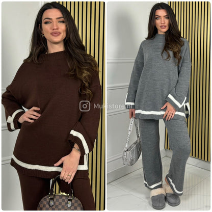 Knitwear Oversized Double Split Wide Leg Set Line Details