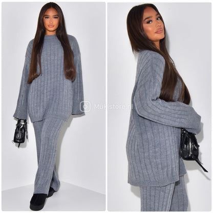 Knitwear Oversized Long Top Wide Leg And Sleeve Detail 23535