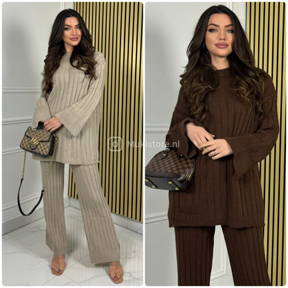 Knitwear Oversized Long Top Wide Leg And Sleeve Detail 23535