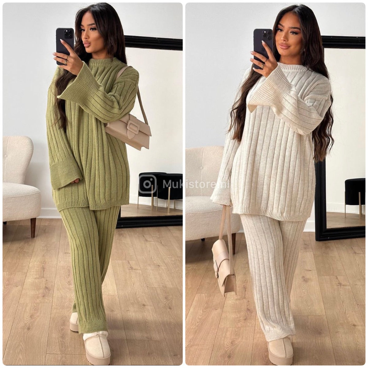 Knitwear Oversized Long Top Wide Leg And Sleeve Detail 23535