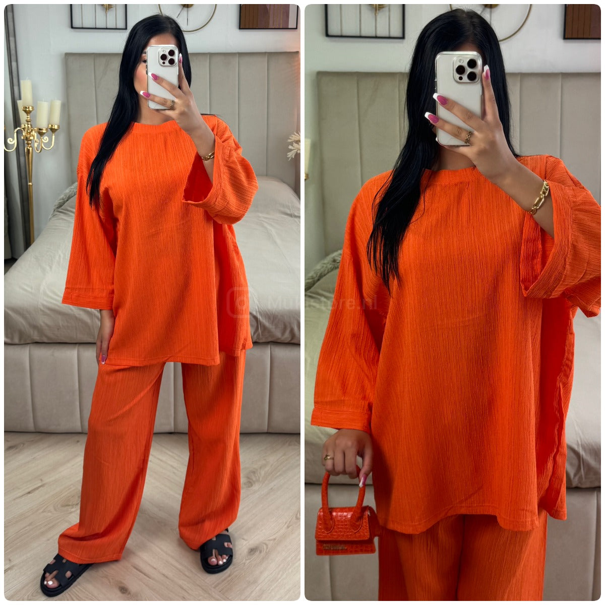 Long Sleeves Stripe Material Basic Wide Leg Set