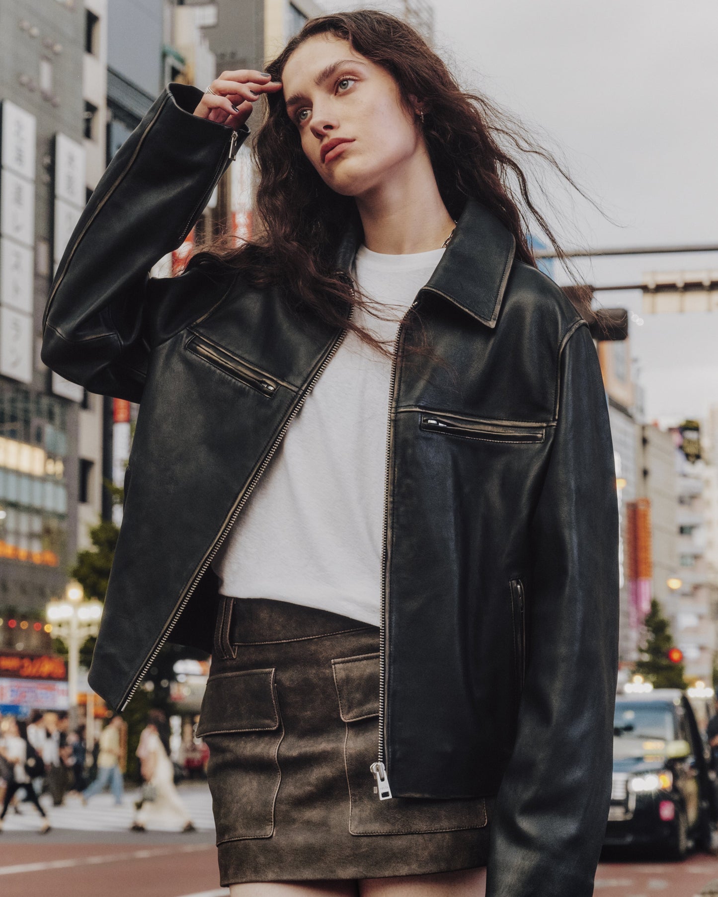 The Black Faded Straight Leather Jacket