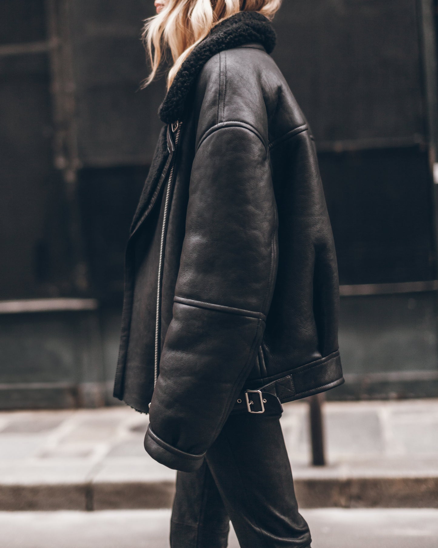 The Black Leather Shearling Jacket