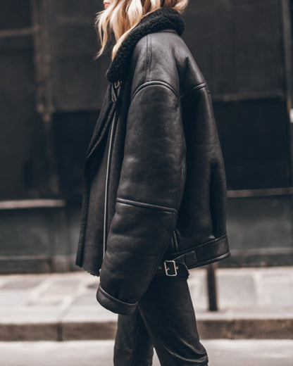 The Black Leather Shearling Jacket