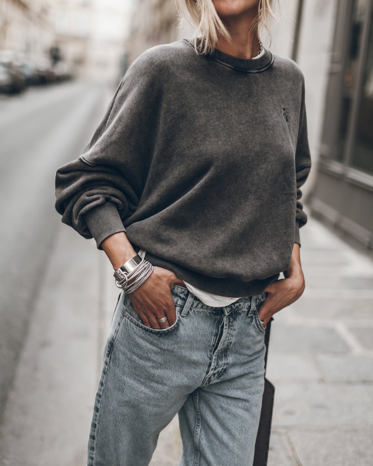 The Dark Faded Embroidered Standard Sweater