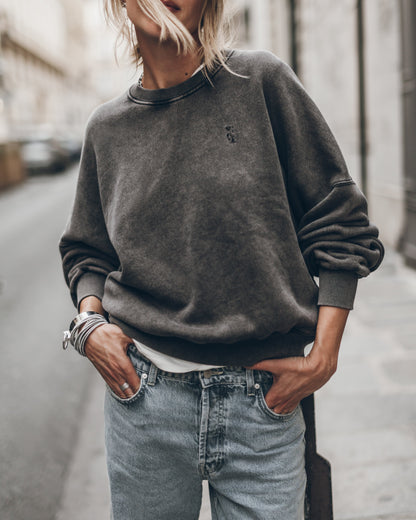The Dark Faded Embroidered Standard Sweater