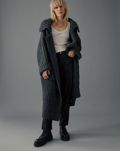 The Dark Grey Long Knitted Cardigan