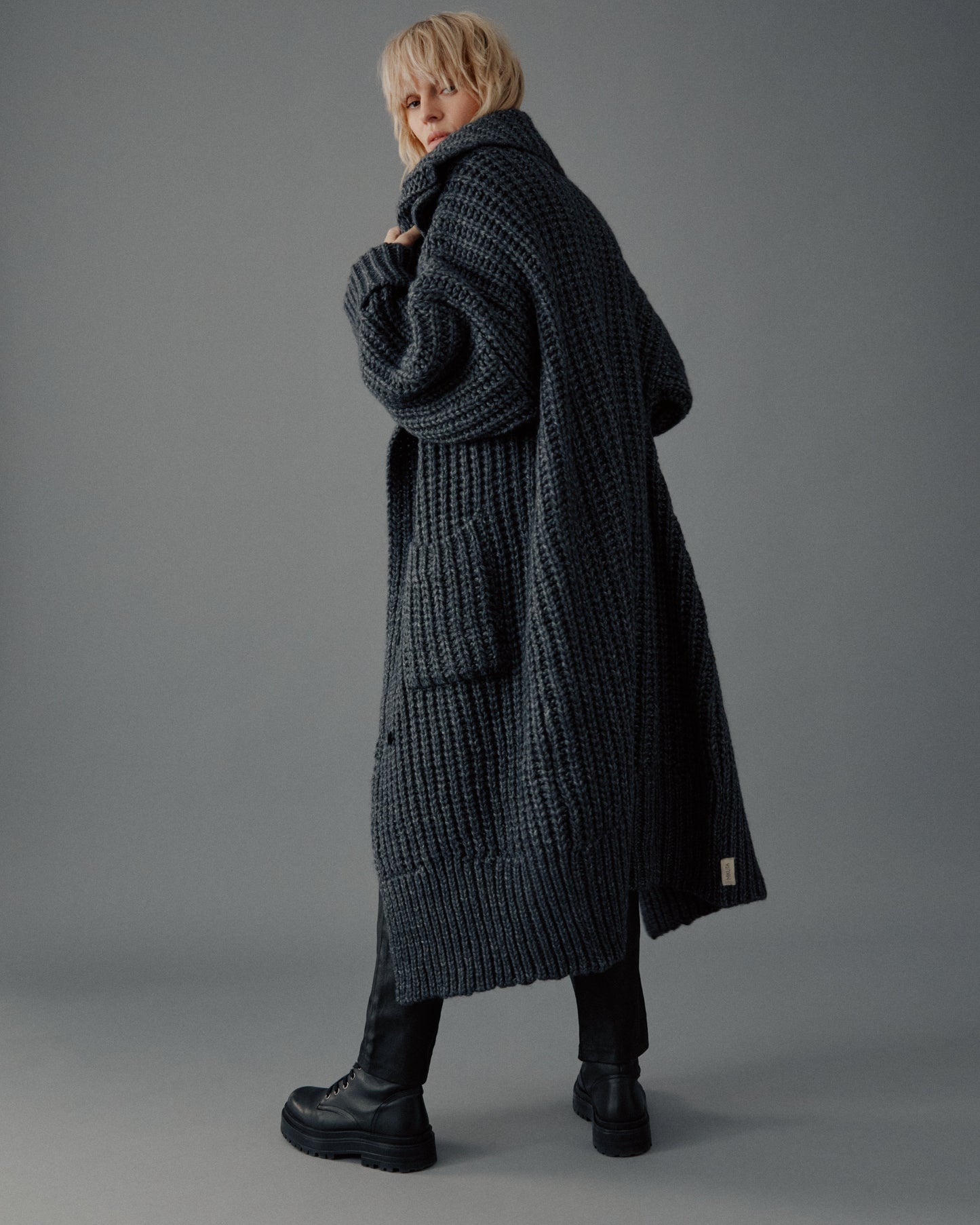 The Dark Grey Long Knitted Cardigan