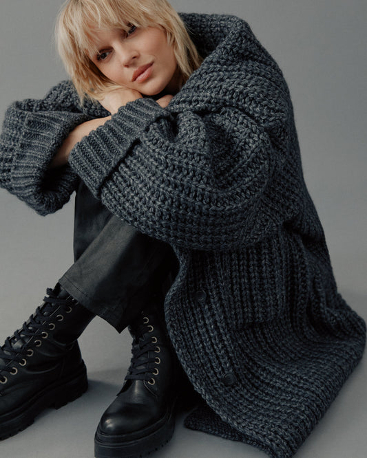The Dark Grey Long Knitted Cardigan