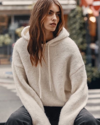 The Ecru Fluffy Alpaca Hoodie