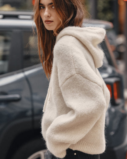 The Ecru Fluffy Alpaca Hoodie