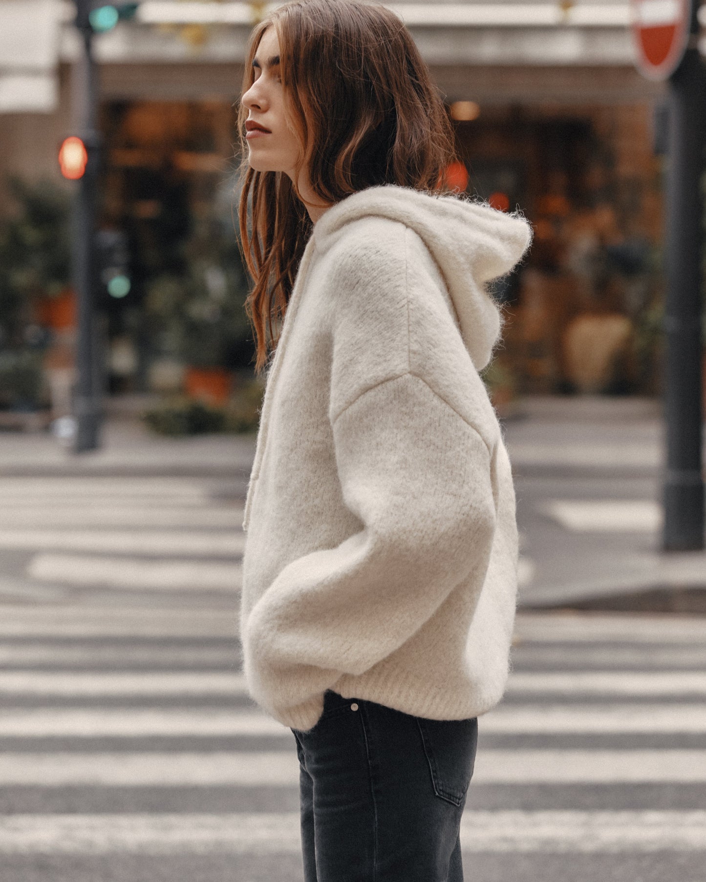 The Ecru Fluffy Alpaca Hoodie