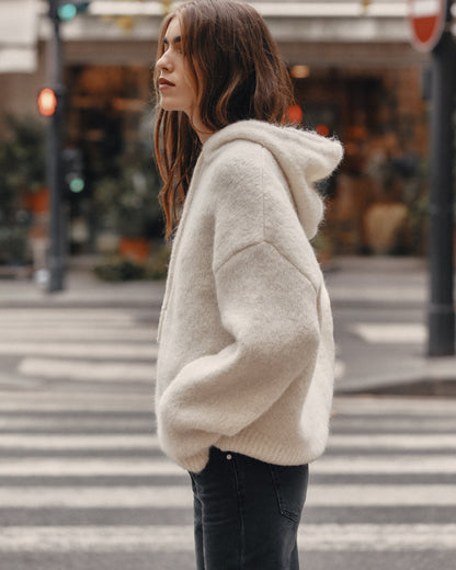 The Ecru Fluffy Alpaca Hoodie