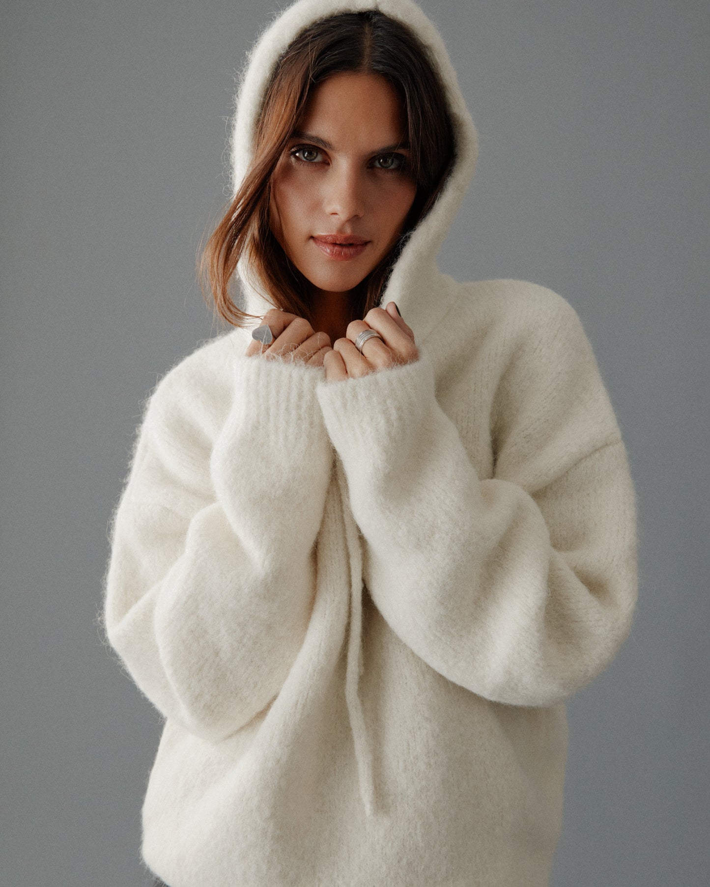 The Ecru Fluffy Alpaca Hoodie