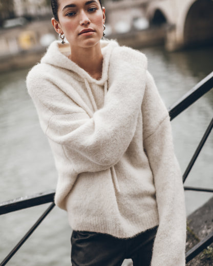 The Ecru Fluffy Alpaca Hoodie