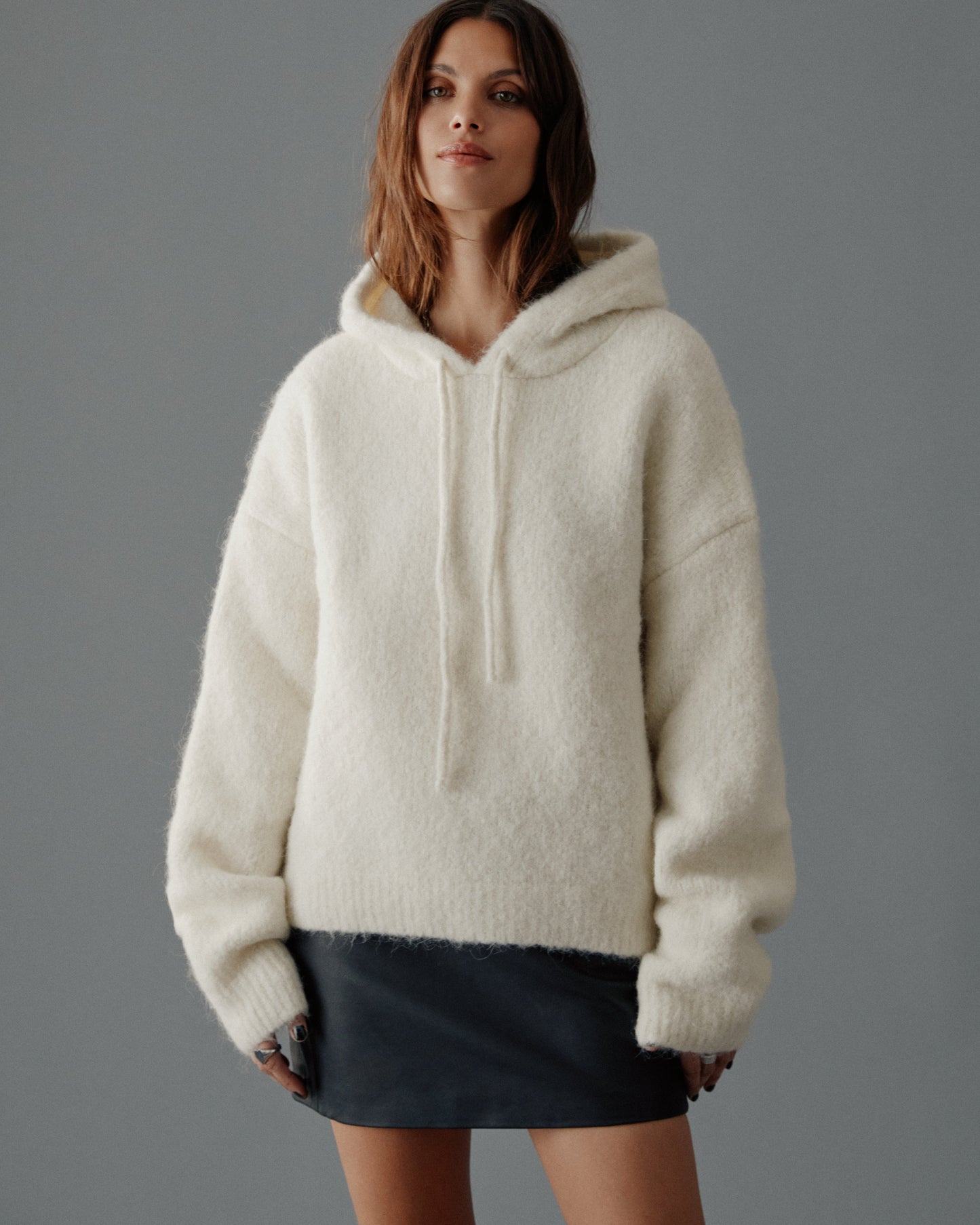 The Ecru Fluffy Alpaca Hoodie