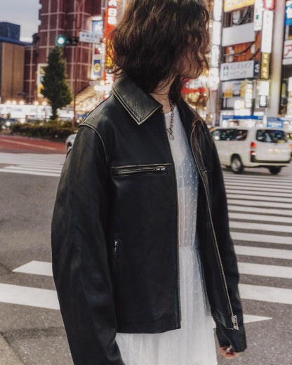 The Black Faded Straight Leather Jacket