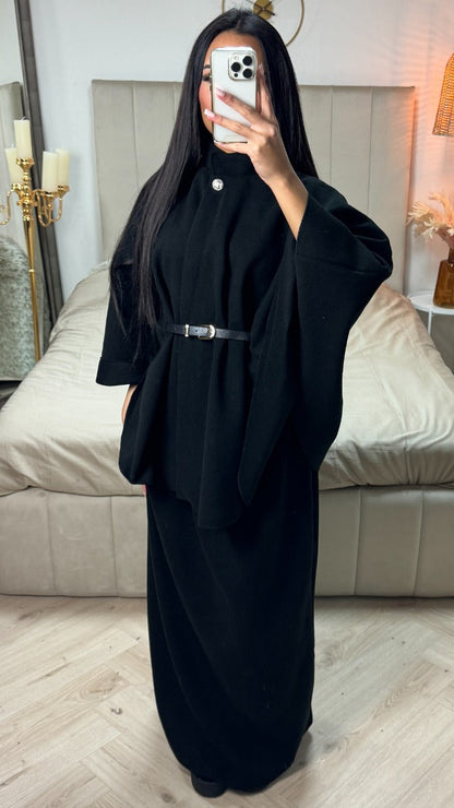 Oversized Belt Poncho + Skirt Set