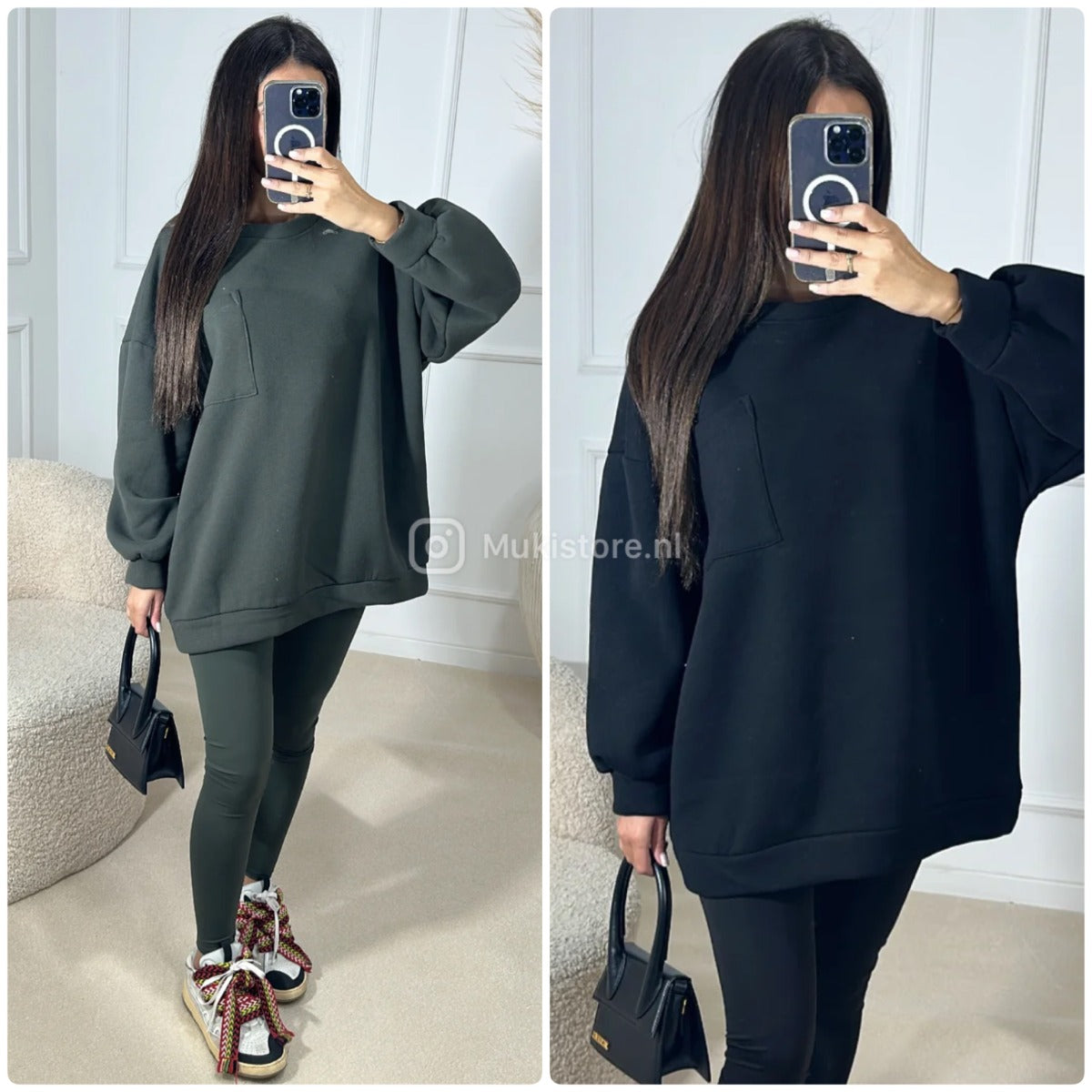 Oversized Sweater Pocket Detail + Legging Set